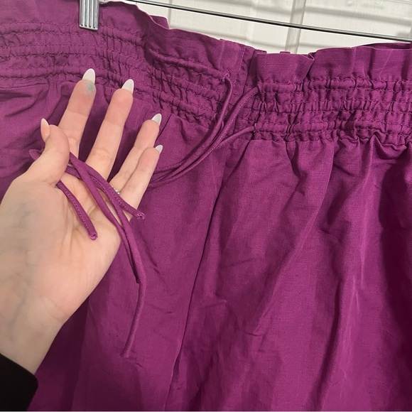 Anthropologie Linen Smocked High Rise Wide Leg Pants Purple LP Large Petite J - Picture 4 of 11